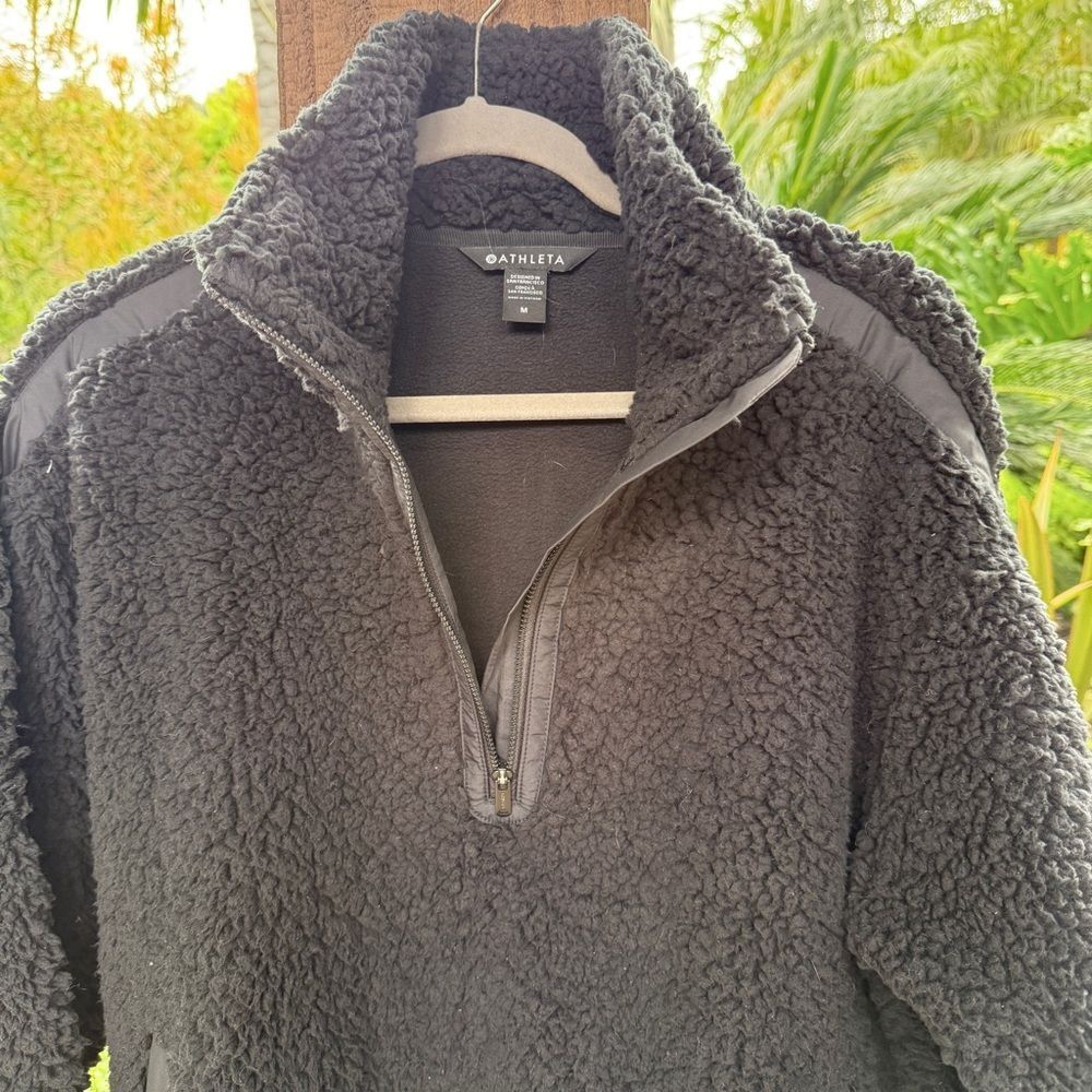 ATHLETA black half zip thick fleece pullover with pockets - Picture 4 of 7